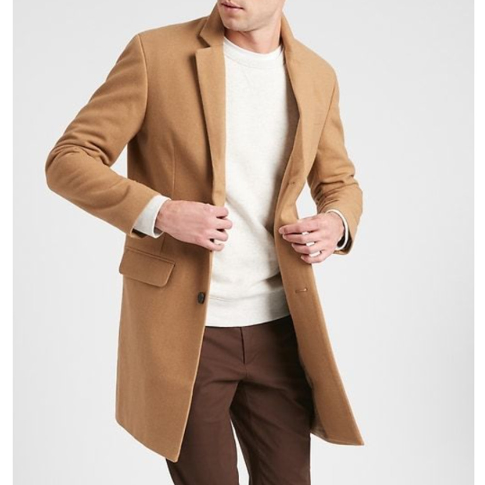 COPY - Banana Republic Men's Overcoat Jacket Mid-Length Tan Brown Size Medium